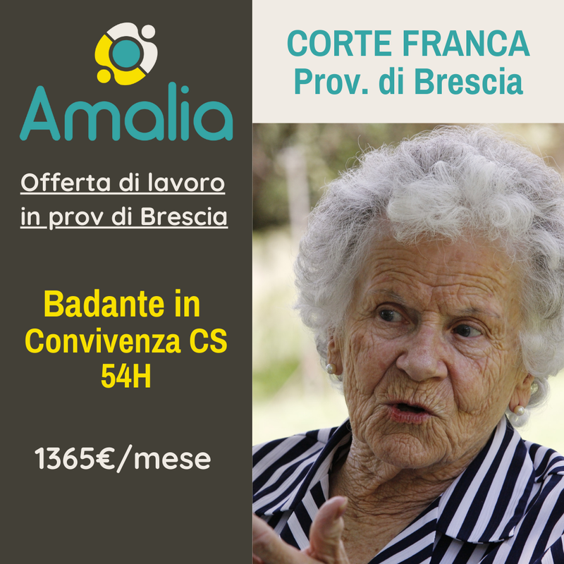 Offerta Di Lavoro Badante In Convivenza A Corte Franca Bs Mese