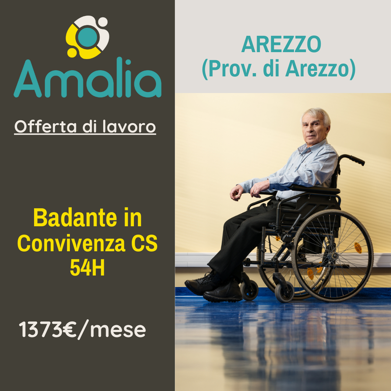 Offerta di lavoro badante in convivenza a Arezzo 1373 mese