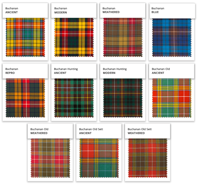 Buchanan Tartan is defined by brilliant colors and an asymmetrical