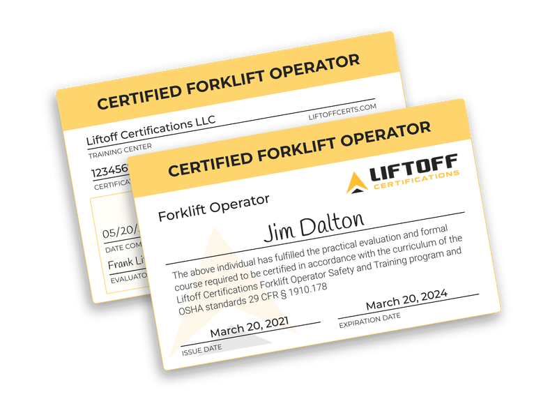 forklift training certificate template