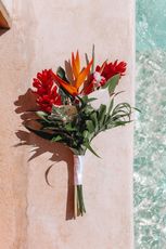 orange and red flower bouquet